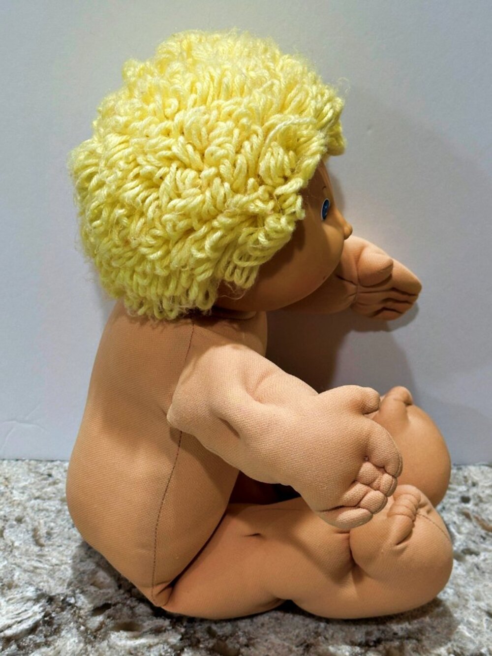 VTG 1985 Cabbage Patch Kid Boy Doll Blonde Loop Hair Blue Eyes One Tooth Dimples - Picture 4 of 10